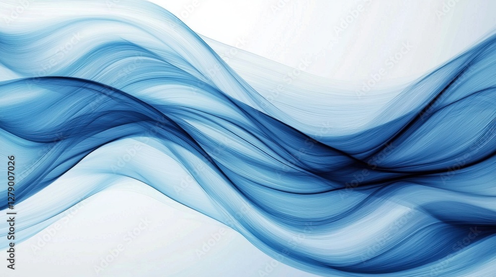 Fototapeta premium Fluid blue waves creating a serene abstract background