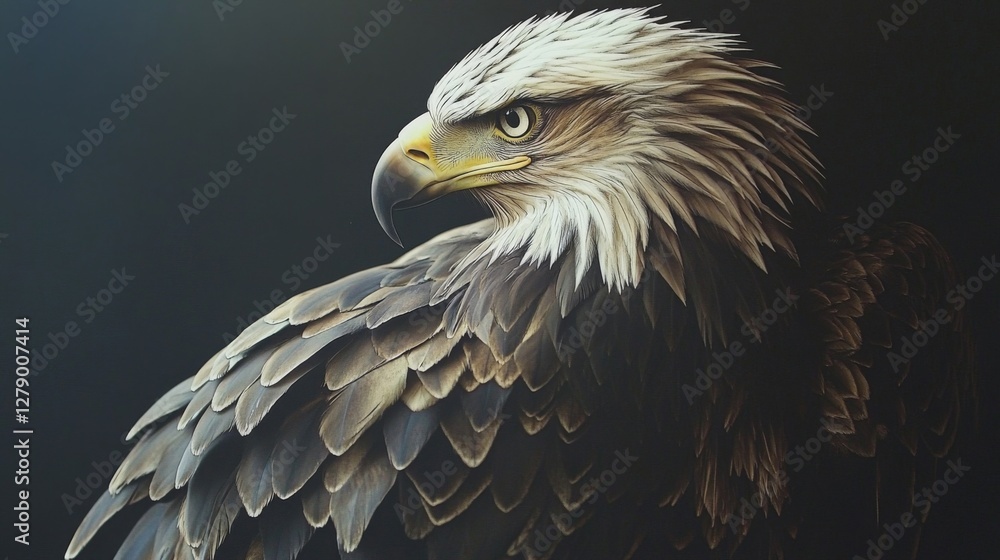 Fototapeta premium Majestic Eagle Portrait Against Dark Background