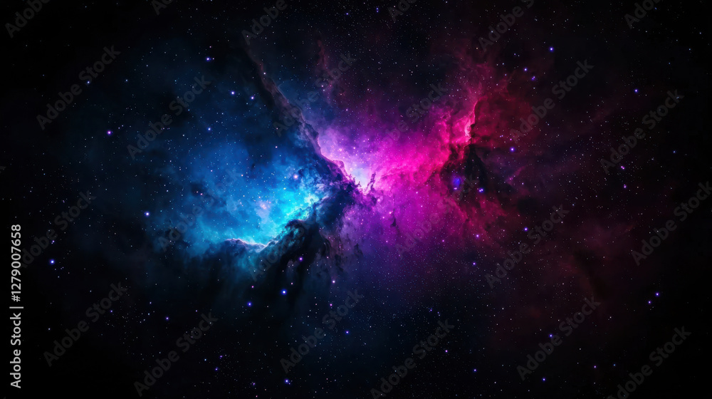 Naklejka premium Cosmic galaxy gradient swirling deep purple and bright blue