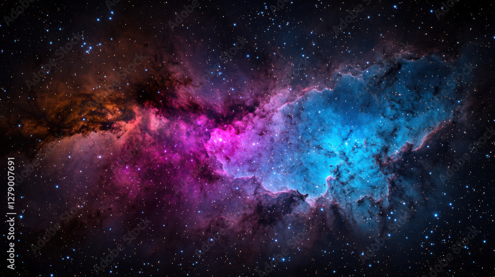 Fototapeta premium Cosmic galaxy gradient swirling deep purple and bright blue hues