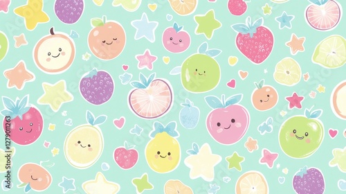 Colorful and Cute Fruits and Stars Pattern for Kids' Designs