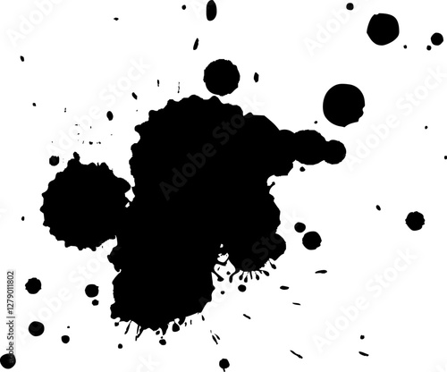 black ink brushed painting splatter splash grunge graphic element