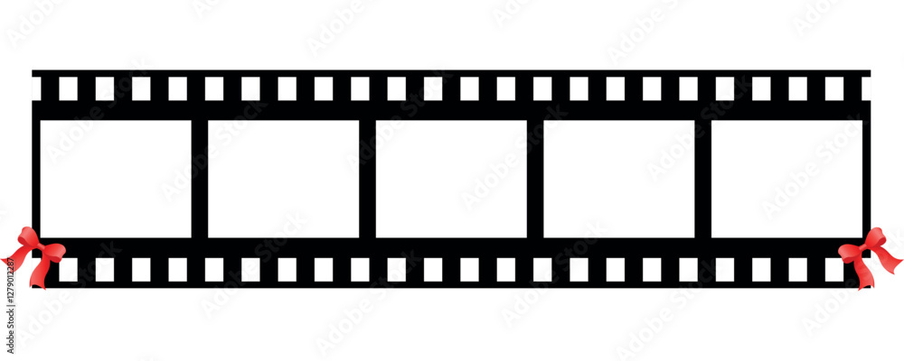 Vector black Film Strip with pink bows, creative frame for photos Vector black Film Strip with pink bows, creative frame for photos
