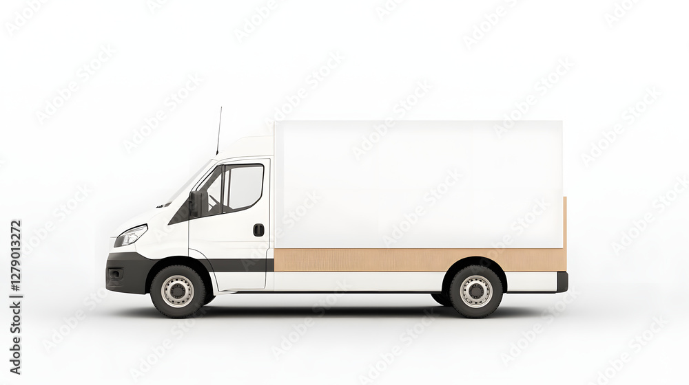 Side View of a Modern White Delivery Van with a Blank Space for Branding
Side View of a Modern White Delivery Van with a Blank Space for Branding