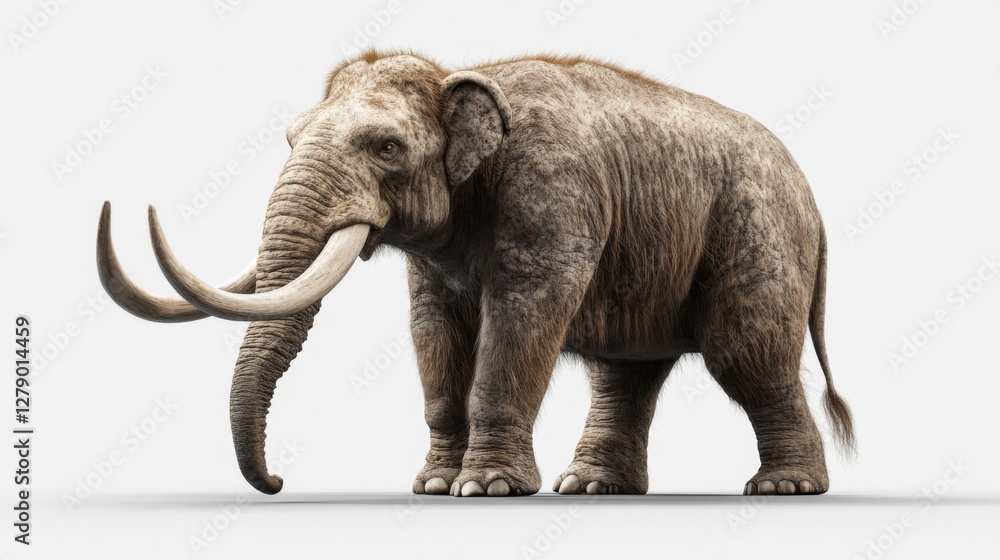 Obraz premium Woolly Mammoth 3D Rendering Against White Background