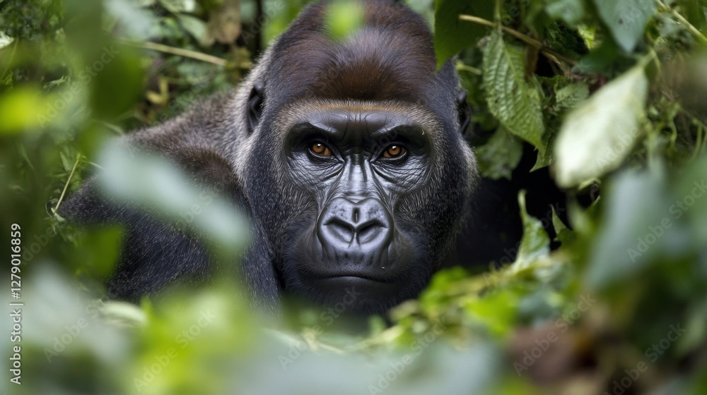 Obraz premium Powerful Gorilla in Lush Rainforest