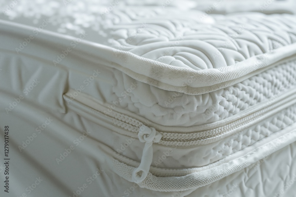 Naklejka premium Close-Up of a White Zippered Mattress with Intricate Patterns and Textures