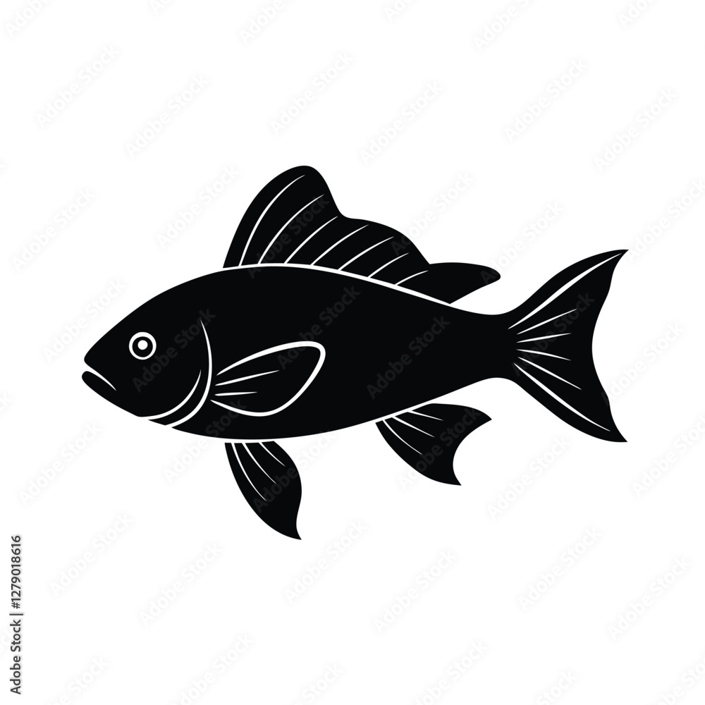 Anthias Silhouette Vector Art and Black Anthias Fish Design Illustration Anthias Silhouette Vector Art and Black Anthias Fish Design Illustration