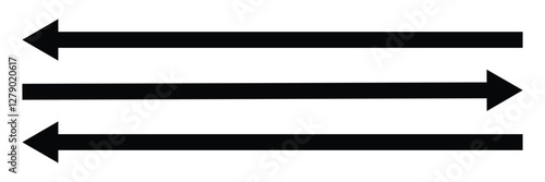 Long arrow. Black arrow pointing right. Black large arrow pointing right. Bold thine long arrow. Vector illustration.
