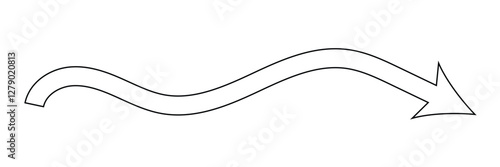 Long arrow. Black arrow pointing right. Black large arrow pointing right. Bold thine long arrow. Vector illustration.