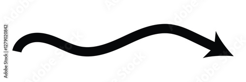 Long arrow. Black arrow pointing right. Black large arrow pointing right. Bold thine long arrow. Vector illustration.