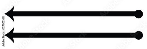 Long arrow. Black arrow pointing right. Black large arrow pointing right. Bold thine long arrow. Vector illustration.
