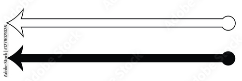 Long arrow. Black arrow pointing right. Black large arrow pointing right. Bold thine long arrow. Vector illustration.