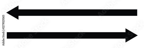 Long arrow. Black arrow pointing right. Black large arrow pointing right. Bold thine long arrow. Vector illustration.