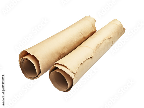 roll of old paper. old paper isolated on white background