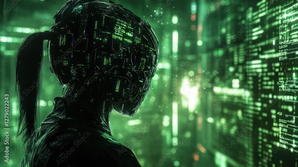 Cyberpunk Woman in Digital Matrix Cyberpunk Woman in Digital Matrix