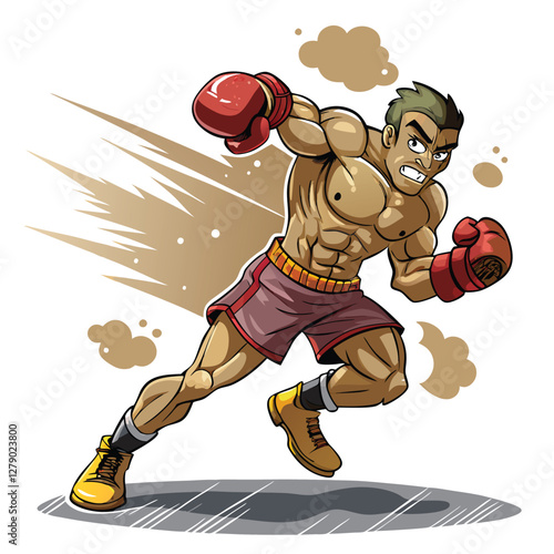 A powerful boxer expertly dodges a swift punch, sweat dramatically flying, rendered in a shaded, dynamic style.  Focus on intense action and athleticism.