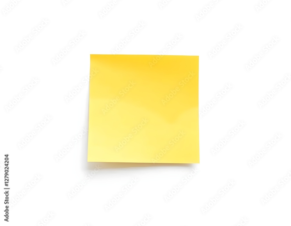 Minimalist yellow sticky note mockup with subtle shadow, isolated on white background Minimalist yellow sticky note mockup with subtle shadow, isolated on white background