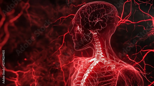 The nerves glowing red, compressed by the collapsed bones