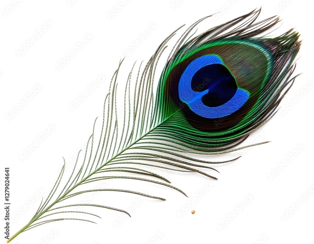 Obraz premium Stunning Peacock Feather with Vivid Blue and Green Iridescent Shine