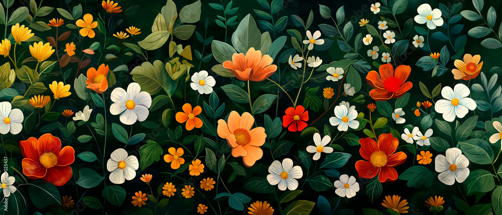 Elegancia Botánica en Mosaico: Patrón Floral Sofisticado Elegancia Botánica en Mosaico: Patrón Floral Sofisticado