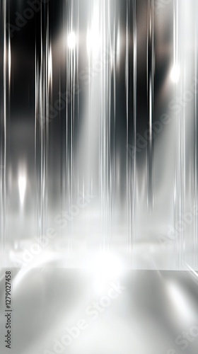 Illuminated streaks of bright light on metallic blackground surface