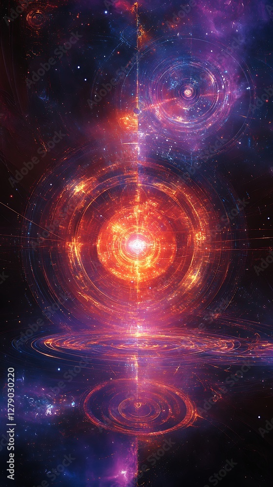 Obraz premium Cosmic energy burst, nebula background, space art, science fiction