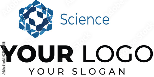 Modern Science Logo Design Template with Abstract Shape.