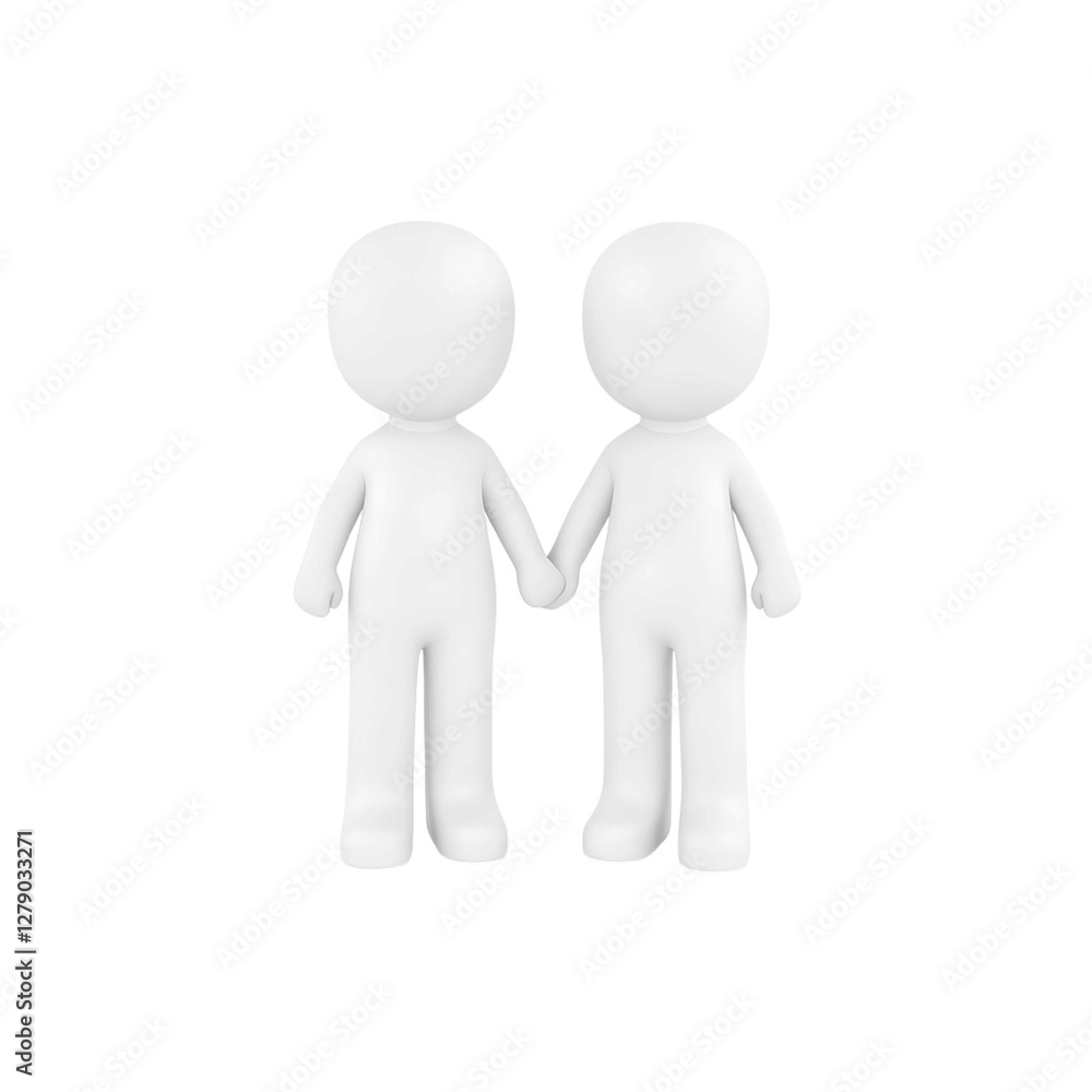 3d render of two human figures holding hands, symbolizing partnership and friendship, high quality png isolated on transparent background 3d render of two human figures holding hands, symbolizing partnership and friendship, high quality png isolated on transparent background