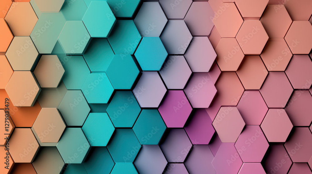 Naklejka premium Gradient hexagonal pattern in soft pastel colors