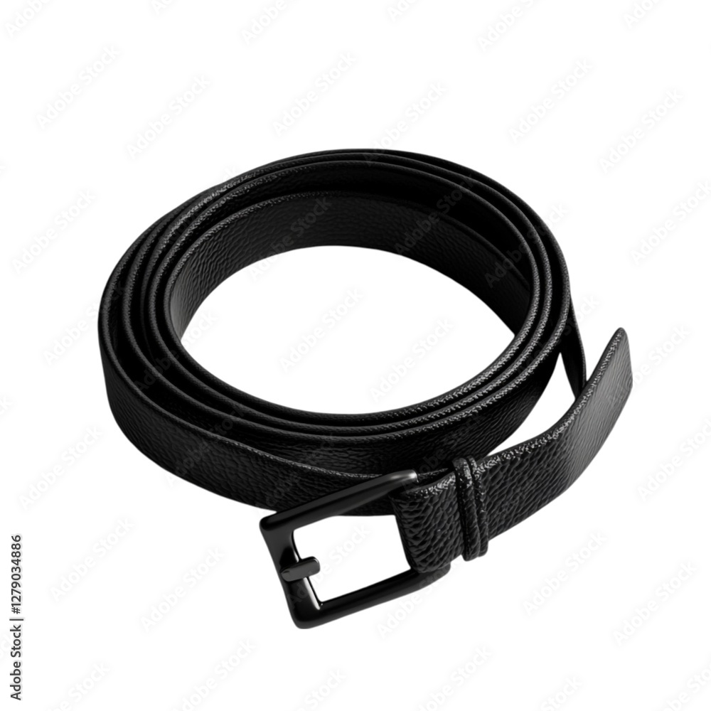 Elegant Black Leather Belt Rolled Up Stylish Accessory Minimalist Design Elegant Black Leather Belt Rolled Up Stylish Accessory Minimalist Design