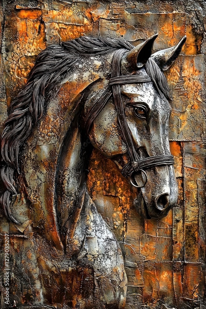 Fototapeta premium Abstract horse portrait that adds a unique touch to living room decor.