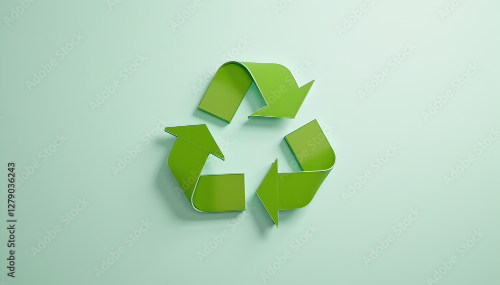 Green recycling symbol on light green background Green recycling symbol on light green background