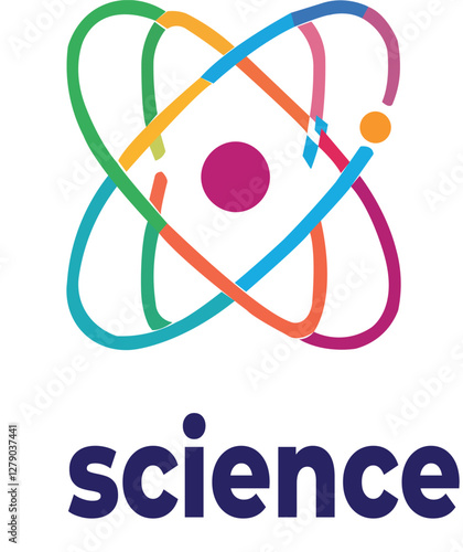 Colorful atom graphic representing the concept of science.