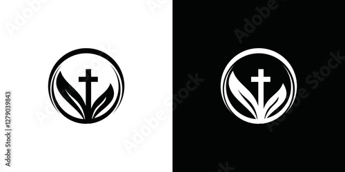 simple hand and cross logo vector