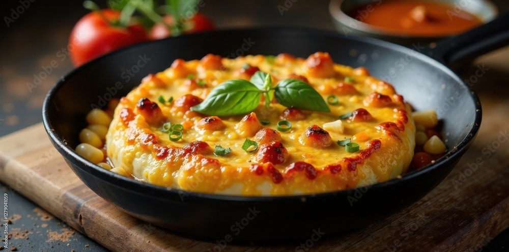 Traditional Swabian Maultasche dish in a pan with saut?ed onions and savory filling, food photography, traditional recipe Traditional Swabian Maultasche dish in a pan with saut?ed onions and savory filling, food photography, traditional recipe