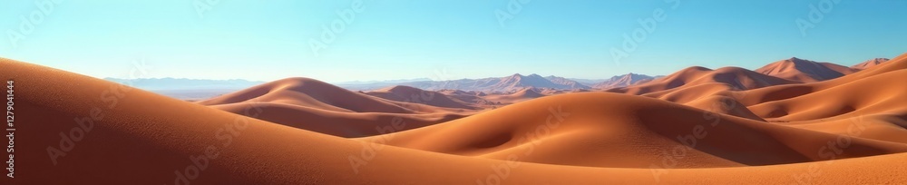 Rolling hills of chocolate brown landscape under clear blue sky, brown, sunny Rolling hills of chocolate brown landscape under clear blue sky, brown, sunny