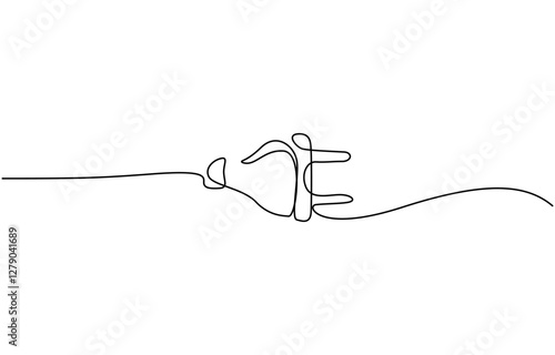 Continuous line art plug energy power storage electric rechargeable supply, One continuous line drawing of plug inserting into electric outlet. Power socket energy disconnect in simple linear style.