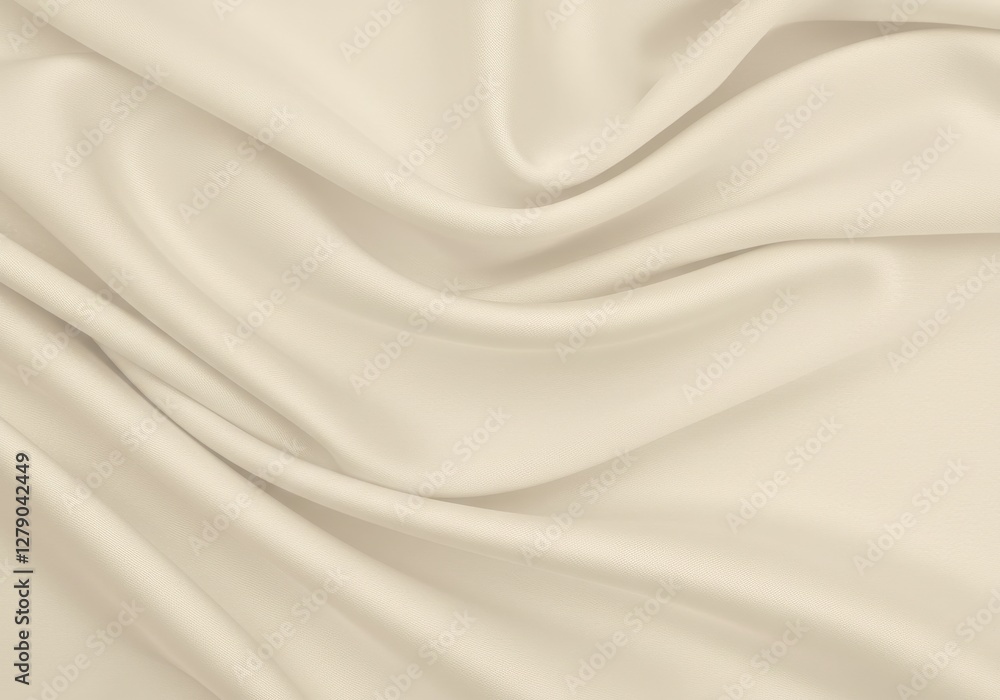 Obraz premium Smooth cream-colored satin fabric, Soft flowing folds, Delicate sheen, Luxurious textile texture, Gentle curves and shadows