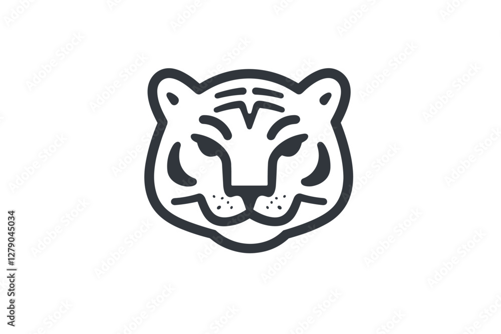 tiger icon solid black line on white background. tiger icon solid black line on white background.