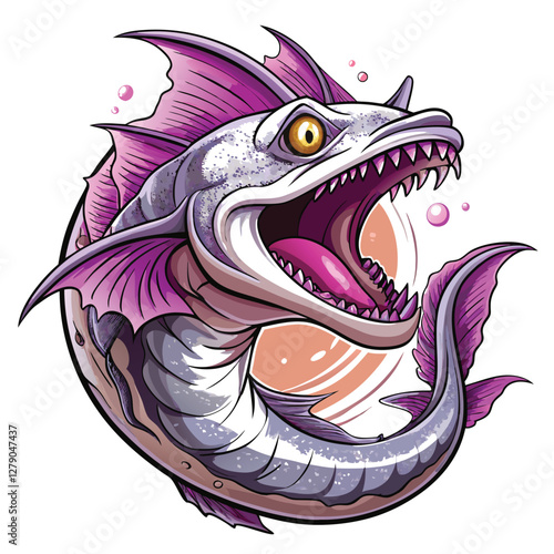 Render a highly detailed image of a gulper eel with its massive mouth agape, showcasing its sharp teeth and bioluminescent features.  Emphasize realistic textures and anatomy.