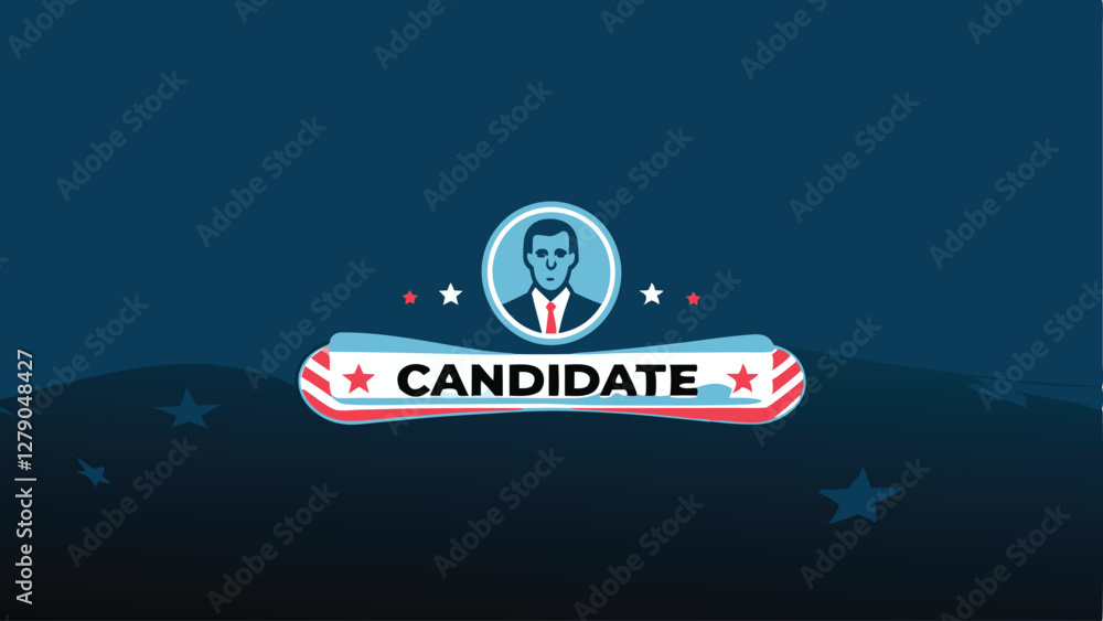 Fototapeta premium Design a clean, professional banner for a political candidate featuring a confident portrait and campaign slogan. Include subtle patriotic elements.