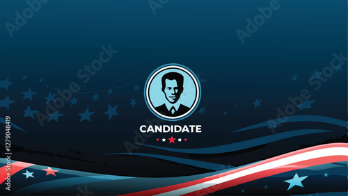 Design a clean, professional banner for a political candidate.  Include space for name, slogan, and website. Modern, minimalist aesthetic.