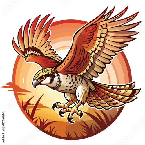 A majestic hawk, talons extended, in a dynamic swoop, about to seize its prey.  Focus on the bird's powerful muscles and intense gaze.