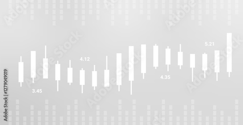 White Stock Market Background with Trading Graph. Finance Banner Vector Illustration