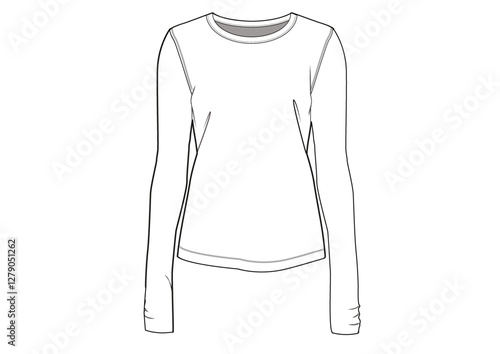 WOMEN'S CLOTHING BASIC BODY WITH LONG SLEEVE FASHION ILLUSTRATION TECHNICAL DRAWING 