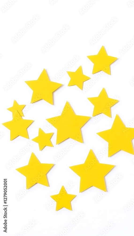 Yellow Star Shaped Paper Stickers on White Background Yellow Star Shaped Paper Stickers on White Background