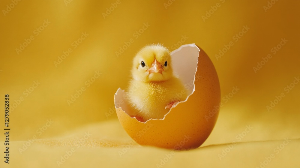Easter chick breaks free nest illustration spring close-up new beginnings Easter chick breaks free nest illustration spring close-up new beginnings