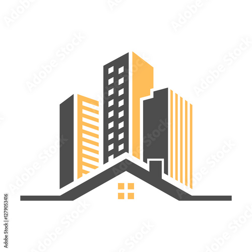 A vector illustration of a building icon logo, isolated on a white background in PNG format. Perfect for real estate, construction, architecture, and corporate branding.

