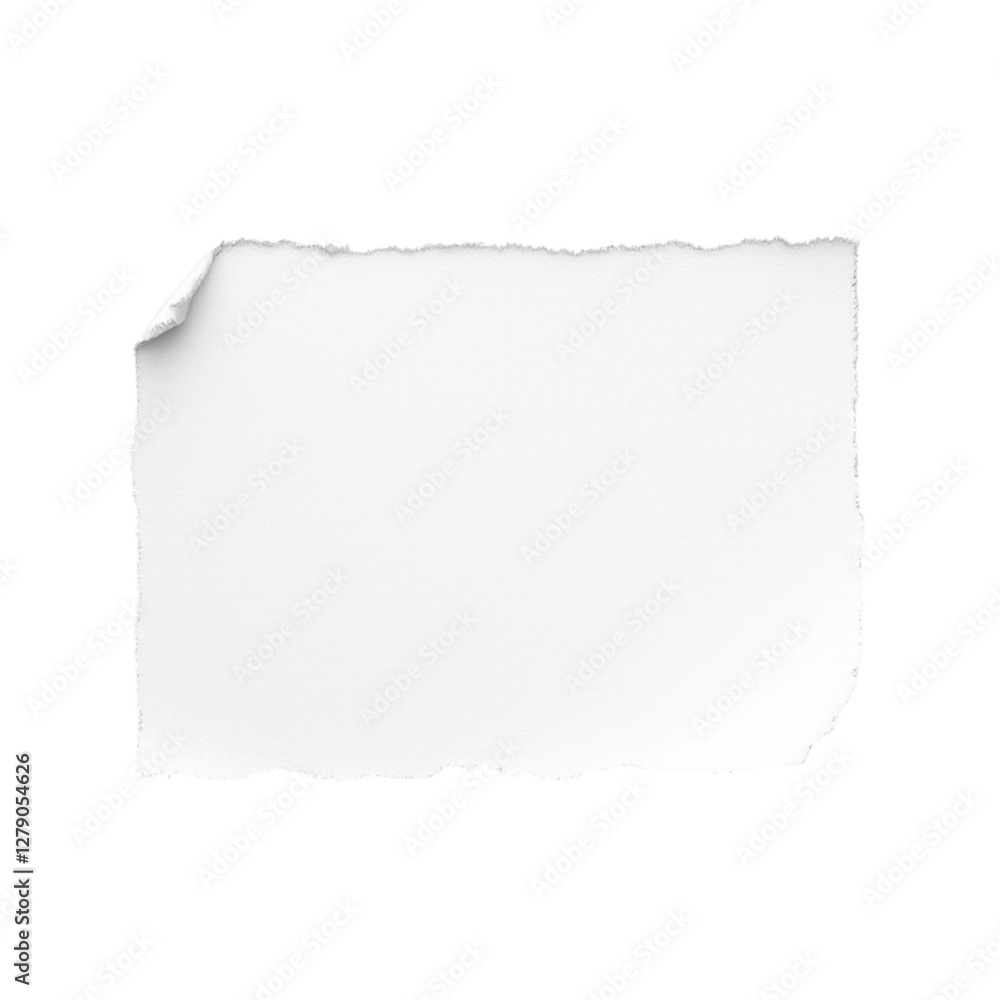 Torn Paper, White Texture on Transparent Background Torn Paper, White Texture on Transparent Background